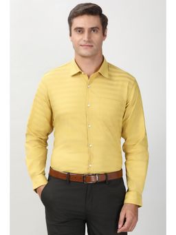 Peter England - Men Yellow Slim Fit Full Sleeves Formal Shirt