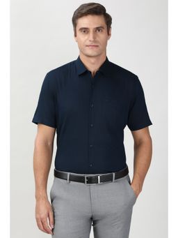 Peter England - Men Navy Blue Regular Fit Half Sleeves Formal Shirt