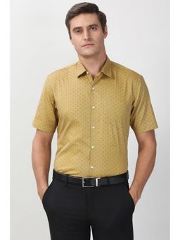 Peter England - Men Yellow Regular Fit Half Sleeves Formal Shirt