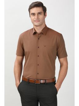 Peter England - Men Brown Regular Fit Half Sleeves Formal Shirt