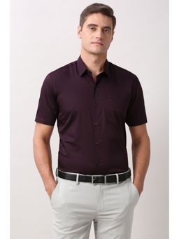 Peter England - Men Maroon Regular Fit Half Sleeves Formal Shirt