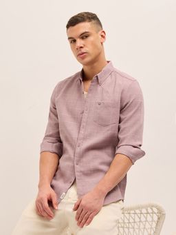 The Bear House - Mens Pink Slim Fit Checked Woven Casual Shirt