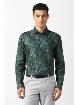 Van Heusen - Men Green Printed Full Sleeves Party Shirt