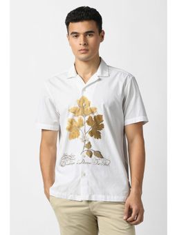 Van Heusen - Men White Print Half Sleeves Party Shirt