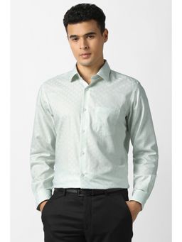 Van Heusen - Men Green Textured Full Sleeves Wedding Shirt