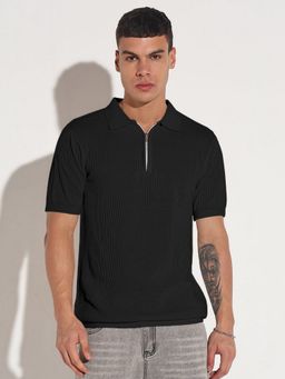 SHOWOFF - Men Black Collar Polo T-Shirt