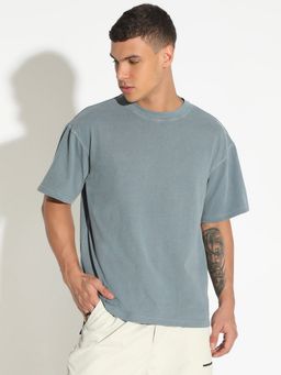 SHOWOFF - Men Grey Round Neck Half Sleeve Casual T-Shirt