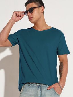 SHOWOFFFF - Men Blue Round Neck Regular Fit T-Shirt