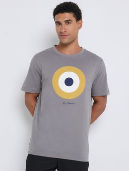 Ben Sherman - Men Grey Neck In Pima Cotton Signature Target Hd Print T-Shirt