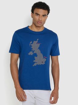 Ben Sherman - Men Navy Blue Crew Neck Mercerised Cotton Chest Print T-Shirt