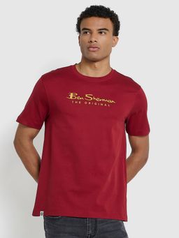 Ben Sherman - Men Red Crew Neck Special Techniques T-Shirt