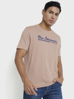 Ben Sherman - Men Beige Crew Neck T-Shirt