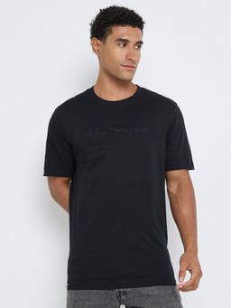 Ben Sherman - Men Black Crew Neck with Embroidered Logo T-Shirt