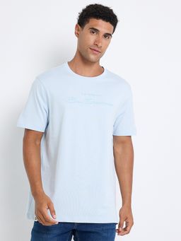 Ben Sherman - Men Blue Crew Neck with Embroidered Logo T-Shirt