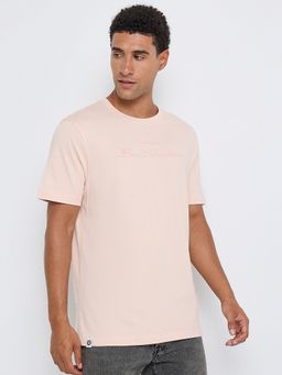 Ben Sherman - Men Nude Crew Neck with Embroidered Logo T-Shirt