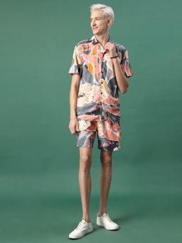 RIGO - Men Botanical Print Multicoloured Co-ord Set