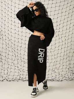 Hubberholme - Black Self Design Co-Ord (Set of 2)