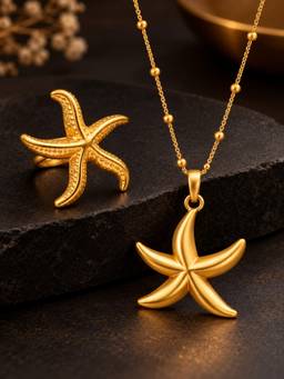 OOMPH - Gold StarFish Shape Anti Tarnish Jewellery Set