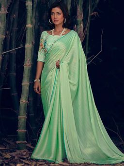 Stylee LIFESTYLE - Green Art Silk Woven Saree with Unstitched Blouse