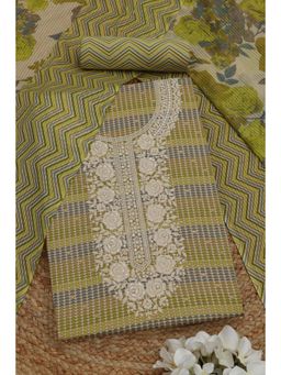 Soch - Womens Green Cotton Geometric Unstitched Kurta with Unstitched Bottom and Dupatta