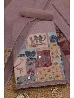 Soch - Womens Mauve Botanical Unstitched Kurta with Unstitched Bottom and Dupatta