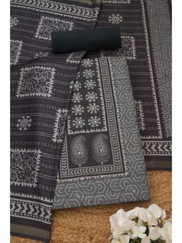 Soch - Womens Grey Art Tussar Paisley Unstitched Kurta with Unstitched Bottom and Dupatta