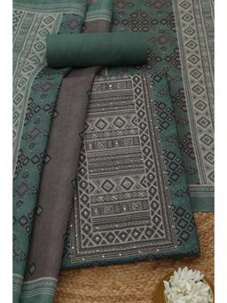 Soch - Womens Green Printed Unstitched Kurta with Unstitched Bottom and Dupatta