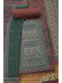 Soch - Womens Earth Printed Unstitched Kurta with Unstitched Bottom and Dupatta