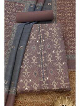 Soch - Womens Mauve Linen Shimmered Unstitched Kurta with Unstitched Bottom and Dupatta