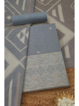 Soch - Womens Grey Printed Unstitched Kurta with Unstitched Bottom and Dupatta