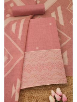 Soch - Womens Peach Printed Unstitched Kurta with Unstitched Bottom and Dupatta