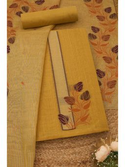 Soch - Womens Mustard Printed Unstitched Kurta with Unstitched Bottom and Dupatta