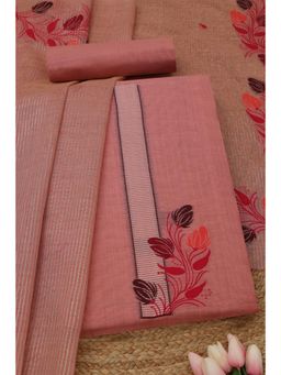 Soch - Womens Blush Pink Printed Unstitched Kurta with Unstitched Bottom and Dupatta