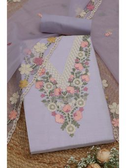 Soch - Womens Lavender Embroidered Unstitched Kurta with Unstitched Bottom and Dupatta