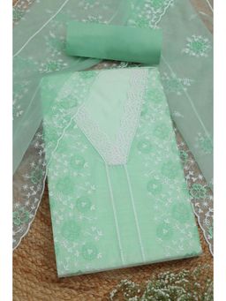 Soch - Womens Turquoise Blue Embroidered Unstitched Kurta with Unstitched Bottom and Dupatta