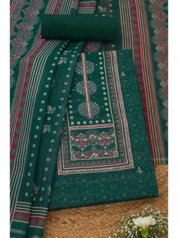 Soch - Womens Green Printed Unstitched Kurta with Unstitched Bottom and Dupatta
