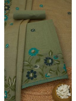 Soch - Womens Olive Floral Design Unstitched Kurta with Unstitched Bottom and Dupatta