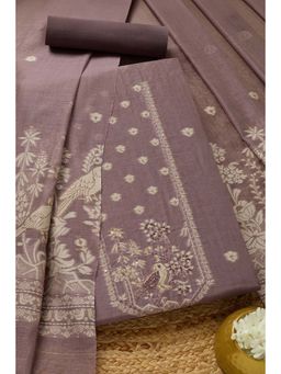 Soch - Womens Mauve Floral Unstitched Kurta with Unstitched Bottom and Dupatta