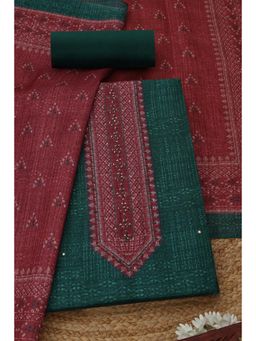 Soch - Womens Teal Green Art Tussar ed Unstitched Kurta with Unstitched Bottom and Dupatta