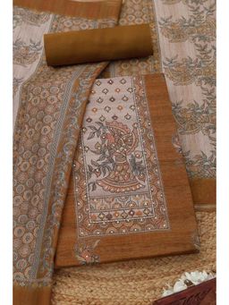 Soch - Womens Earth Printed Unstitched Kurta with Unstitched Bottom and Dupatta