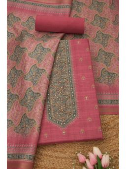 Soch - Womens Blush Pink Floral Unstitched Kurta with Unstitched Bottom and Dupatta