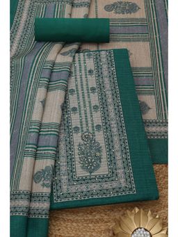 Soch - Womens Green Floral Print Unstitched Kurta with Unstitched Bottom and Dupatta