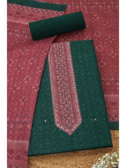 Soch - Womens Green Blue Art Tussar ed Unstitched Kurta with Unstitched Bottom and Dupatta