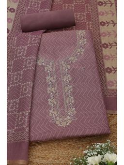 Soch - Womens Lavender Shimmer Unstitched Kurta with Unstitched Bottom and Dupatta