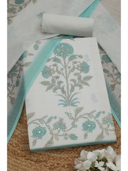 Soch - Womens Off White Floral Unstitched Kurta with Unstitched Bottom and Dupatta