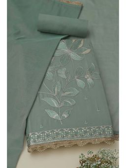 Soch - Womens Green Tissue Embroidered Unstitched Kurta with Unstitched Bottom and Dupatta