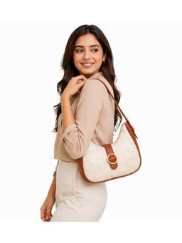 Fabbhue - Women Tan and Cream Shoulder Bag