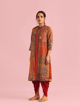 Saundh - Fire Boho Rust Red Jacket In Muslin Silk