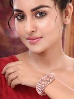 Saraf RS Jewellery - Rose Gold Toned Ad Studded Handcrafted Bangle Style Bracelet