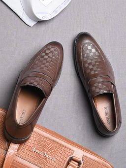 Louis Stitch - Mens Leatherette Formal Loafers Brown